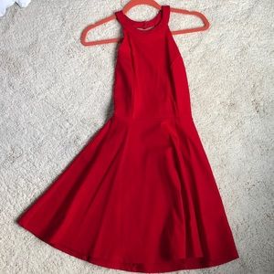 Red halter dress